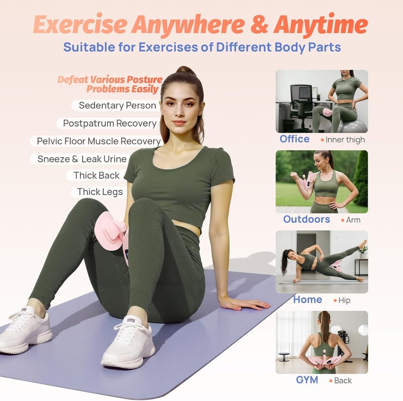 VANIGO Thigh Exerciser, Pelvic Floor Muscle Trainer, Inner Thigh Kegel Exercise Workout Equipment for Women and Men, Home Fitness Strengthen Machine for HIPS, Butt, Legs - Image 4